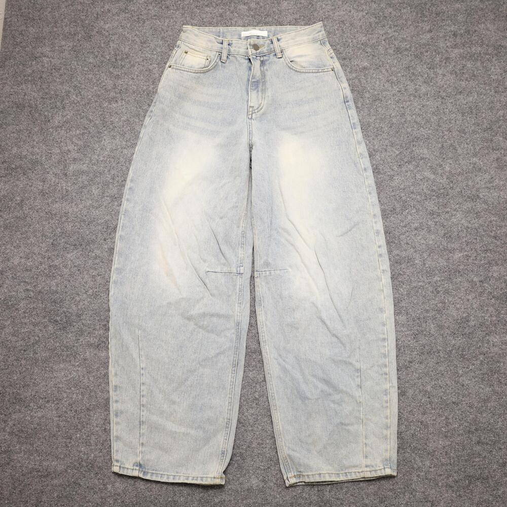 Oak + Fort Jeans Womens XS Light Wash Blue High Rise Wide Leg Relaxed Denim
